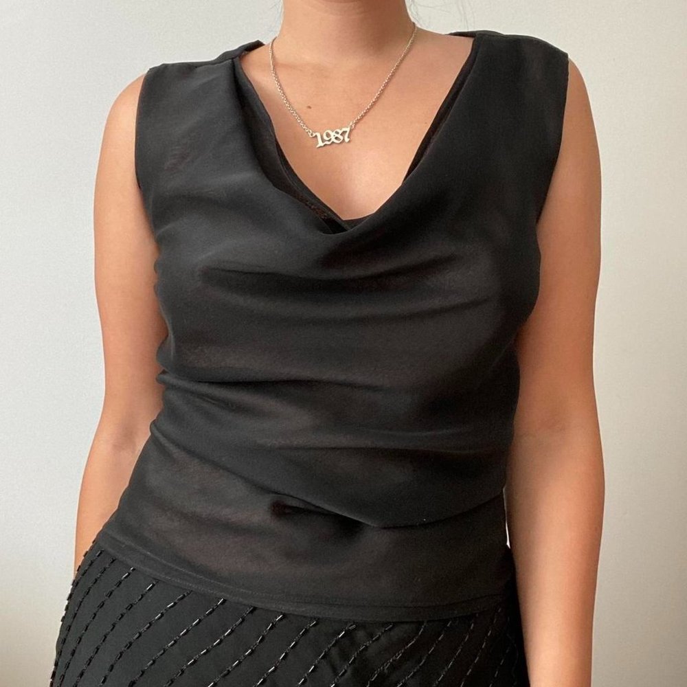 Vintage Sonya Ratay black cowl neck top